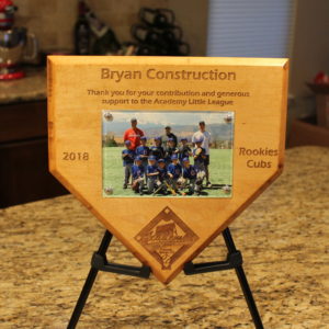 Baseball Plaque - Maple engraved with photo enclosure
