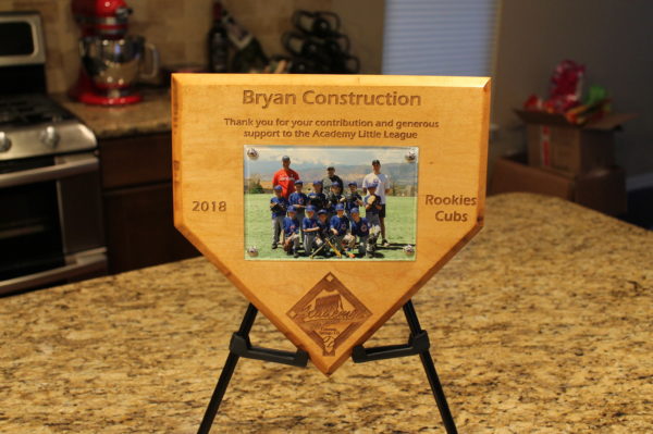Baseball Plaque - Maple engraved with photo enclosure